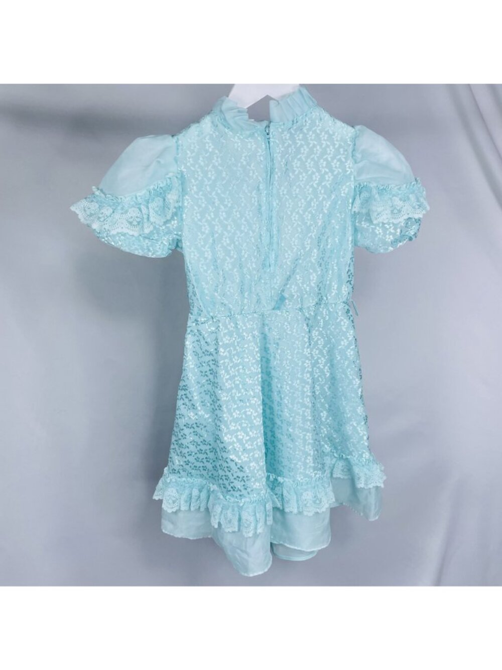 Vintage Classmates 1980s 80s Girls Mint Blue Lace Ruffle Pageant Twirl Dress 8 - Picture 8 of 16